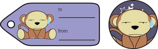 Şirin Küçük Maymun Karakteri Karikatür Hediye Kartı Çizimi Vektör Biçiminde — Stok Vektör
