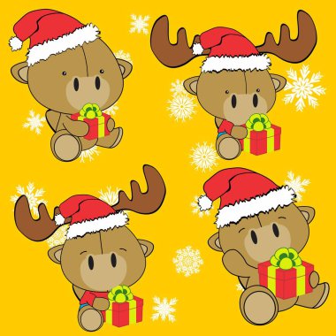 bebek deve çizgi filmi xmas vektör biçiminde ayarlandı