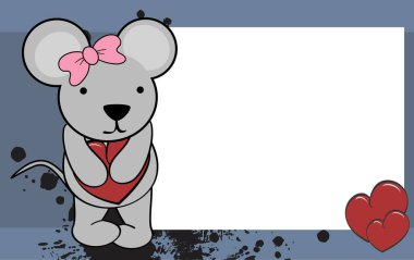 Şirin fare kız sevgililer günü kartı vektör biçiminde