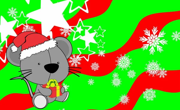 Baby Mouse Cartoon Xmas Background Vector Format Very Easy Edit — Stock Vector