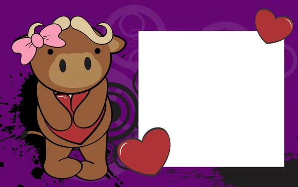 Mignonne Fille Boeuf Valentine Carte Fond Format Vectoriel — Image vectorielle