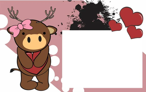 Mignon Cerf Fille Valentine Fond Carte Format Vectoriel — Image vectorielle