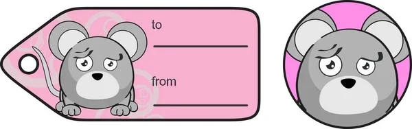 Χαριτωμένο Ποντίκι Μπάλα Έκφραση Καρτούν Giftcard Μορφή Διάνυσμα — Διανυσματικό Αρχείο