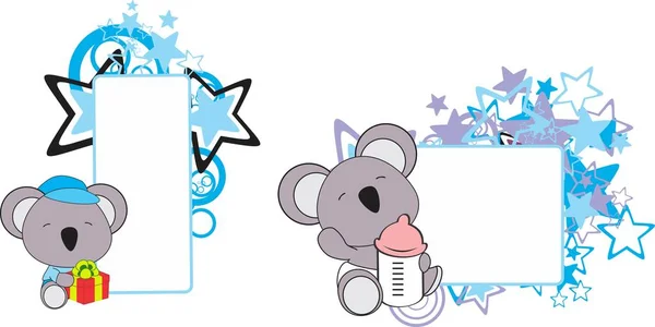 かわいい赤ちゃんコアラキャラクター漫画コピースペースコレクションイラストベクトル形式 — ストックベクタ