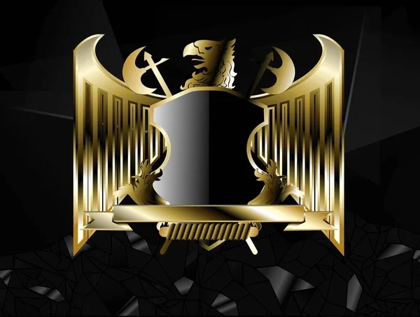 Golden Luxury Heraldic Coat Arms Emblem Crest Illustration Background — Stock Photo, Image