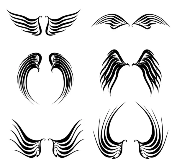 Колекція Чорних Крил Татуювання Встановлена Векторному Форматі — стоковий вектор