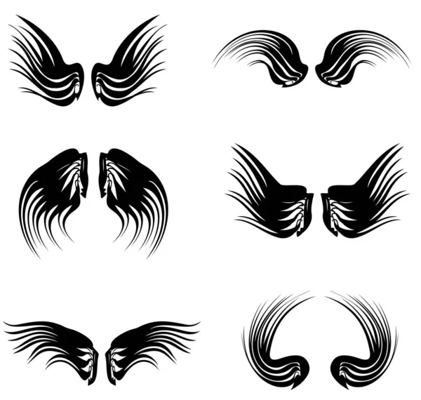 矢量格式的纹身黑色翅膀集合 — 图库矢量图片