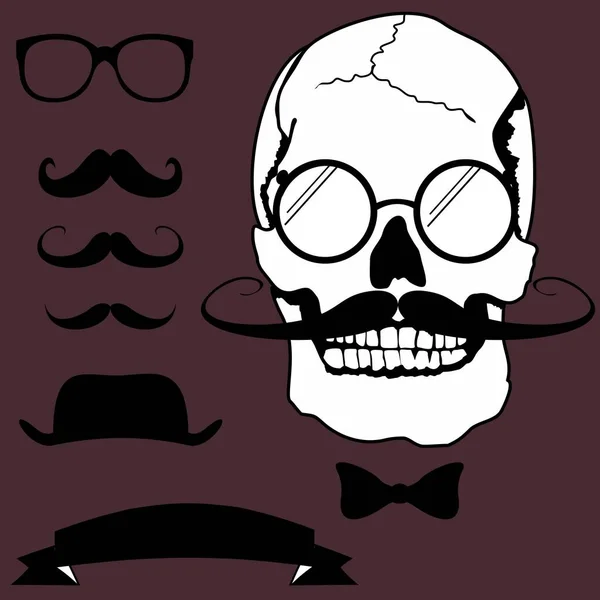 Cool Skull Hipster Style Collection Vector Format Very Easy Edit — Stock Vector