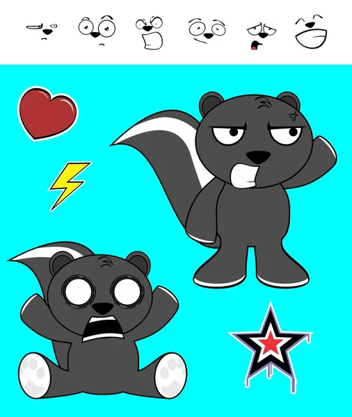 Little Cute Skunk Kawaii Kreskówki Wyrażenia Ustawione Formacie Wektorowym Bardzo — Wektor stockowy