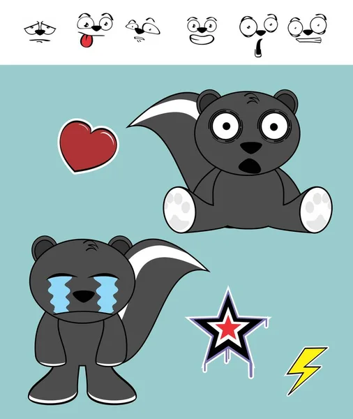 Kleine Niedliche Skunk Kawaii Cartoon Ausdrücke Vektorformat Sehr Einfach Bearbeiten — Stockvektor