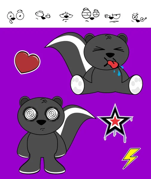 小可爱的Skunk Kawaii卡通表达式集的矢量格式很容易编辑 — 图库矢量图片