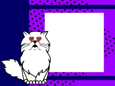 Sevimli İranlı kedicik karikatür çerçeve çizimi vektör biçiminde