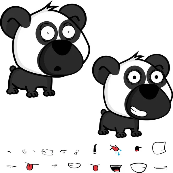 Kawaii Malá Panda Medvěd Znak Kreslené Výrazy Sbírka Ilustrace Vektorovém — Stockový vektor