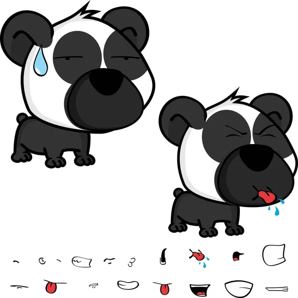 Kawaii Pequeño Oso Panda Carácter Dibujos Animados Expresiones Colección Ilustración — Archivo Imágenes Vectoriales
