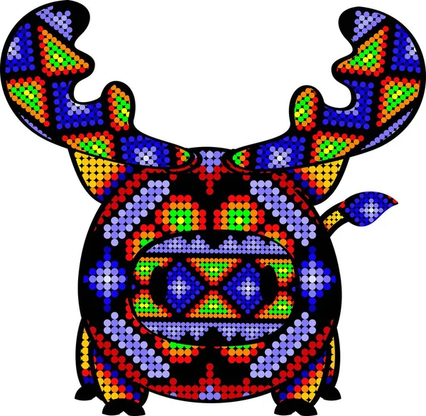 驼鹿卡通画Mexican Huichol艺术图解的矢量格式 — 图库矢量图片