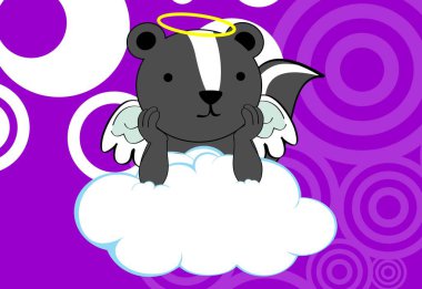 Şirin kawaii melek melek kokarca karakter arkaplan çizimi vektör biçiminde