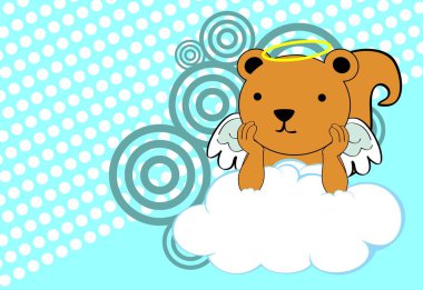 Şirin kawaii meleği melek sincap karakter arkaplan çizimi vektör biçiminde