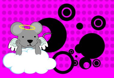 Şirin kawaii meleği fare fare karakterli çizgi film arkaplan çizimi vektör biçiminde