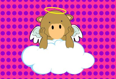 Şirin kawaii meleği melek deve karakteri çizim vektör formatında