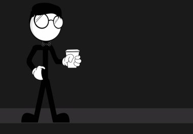 hipster pictogram man karakter karikatür arkaplan çizimi vektör biçiminde