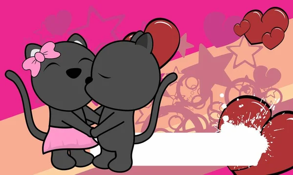 Χαριτωμένο Valentine Panther Ζευγάρι Κινουμένων Σχεδίων Φιλί Φόντο Εικονογράφηση Μορφή — Διανυσματικό Αρχείο