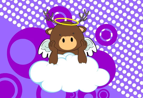 Niedlich Kawaii Cherub Angel Deer Charakter Cartoon Hintergrundillustration Vektorformat — Stockvektor