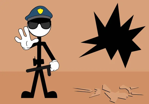 Policial Pictograma Homem Personagem Desenho Animado Fundo Ilusão Formato Vetor —  Vetores de Stock