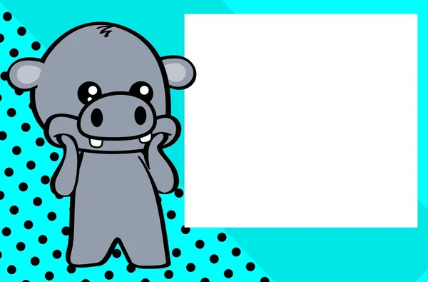 Kawaii Hipopotam Karakteri Karikatür Resim Çizimi Çizim Arkaplanı Vektör Biçiminde — Stok Vektör