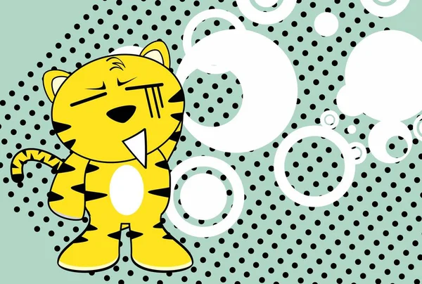 Funny Tiger Character Cartoon Background Illustration Vector Format — Stock Vector