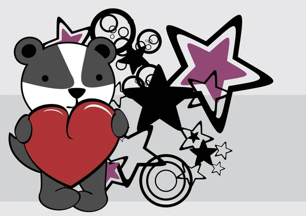 Valentijn Achtergrond Met Schattige Das Kind Karakter Cartoon Holding Liefde — Stockvector