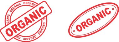 kırmızı organik metin damga etiketi illüstrasyon paketi vektör biçiminde