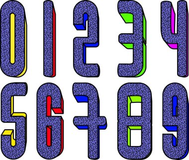 cool retro font numaraları çizgi film koleksiyon resimlerini vektör biçiminde ayarlar