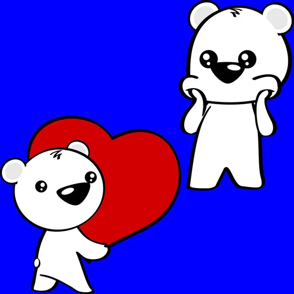 Carino Chibi Bambino Orso Polare Cartone Animato Set Pack Formato — Vettoriale Stock