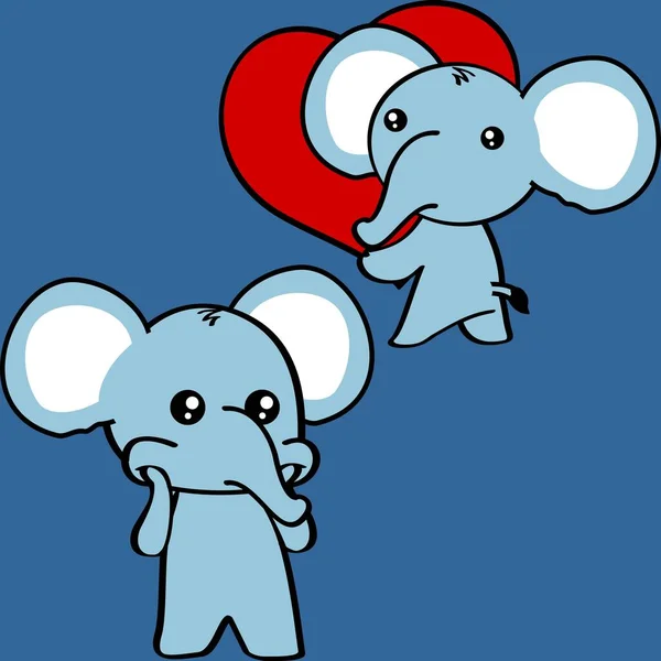 Schattig Chibi Baby Olifant Cartoon Set Pack Vector Formaat — Stockvector