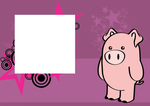 Sweet Pig Character Cartoon Perspective Background Illustration Vector Format — Stok Vektör