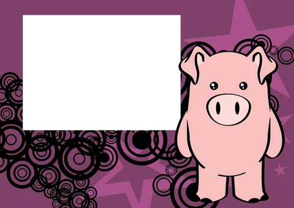 Dessin Animé Personnage Porc Doux Perspective Illustration Fond Format Vectoriel — Image vectorielle