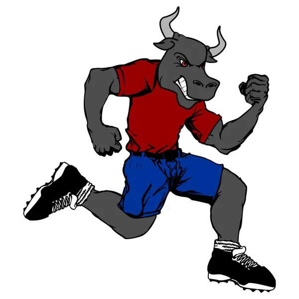 Runner Bull Cartoon Fitness Ilustração Formato Vetorial —  Vetores de Stock