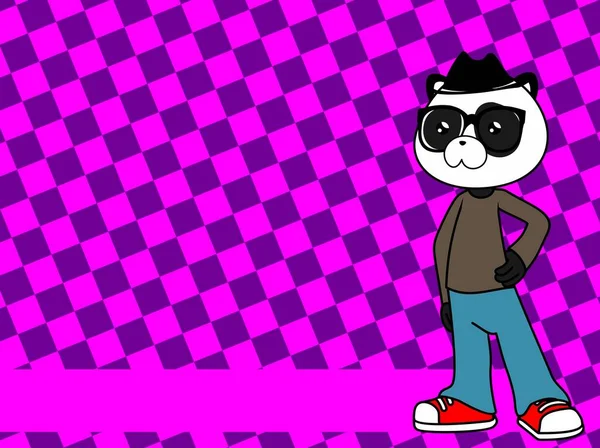 Joven Adolescente Panda Oso Dibujos Animados Hipster Estilo Fondo Ilustración — Vector de stock