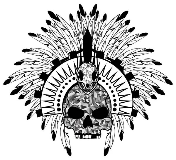 Máscara Cráneo Azteca Mexicana Tatuaje Ilustración Formato Vectorial — Vector de stock