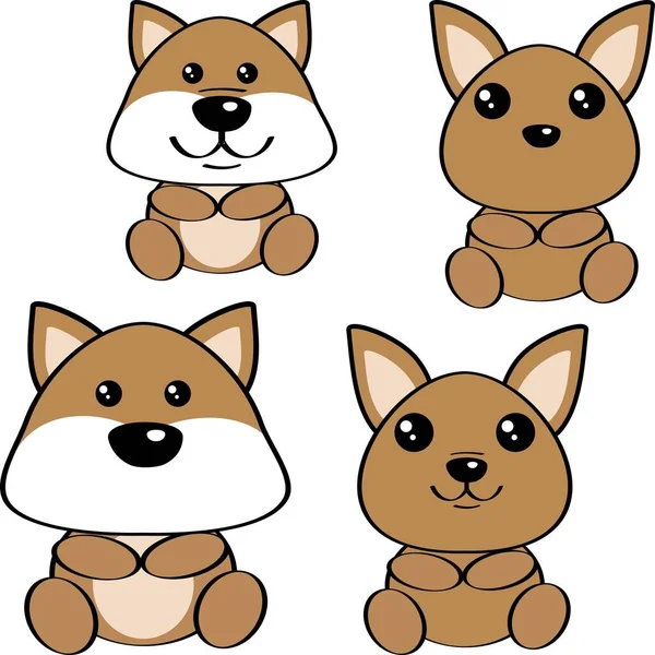 Bonito Bebê Cachorro Cão Personagem Desenho Animado Coleção Conjunto Ilustração — Vetor de Stock