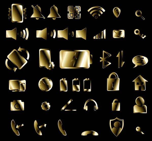 Phone Mobile Luxury Golden Icons Pack Illustration — Stockfoto