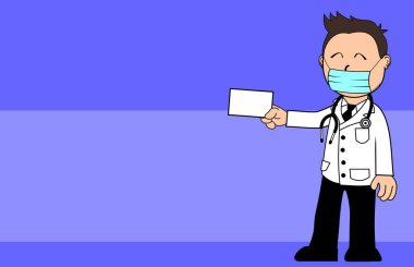 doktor çocuk karakter çizgi film arkaplan çizimi vektör biçiminde