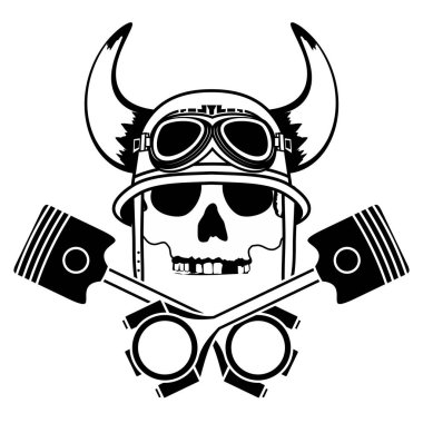 Chopper motorcu kafatası amblemi vektör biçiminde dövme illüstrasyonu
