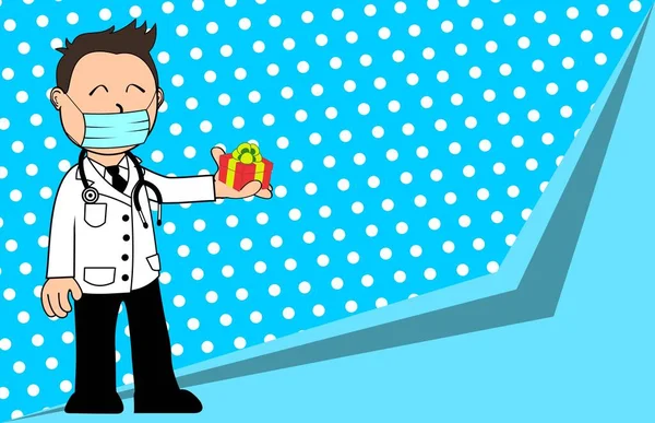 Doctor Kid Character Cartoon Background Illustration Vector Format — 图库矢量图片