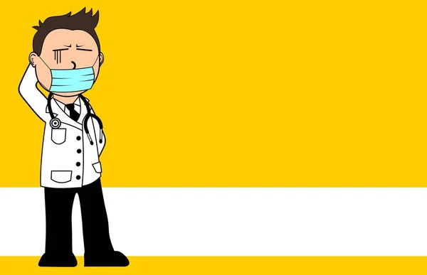 Doctor Kid Character Cartoon Background Illustration Vector Format — Vetor de Stock