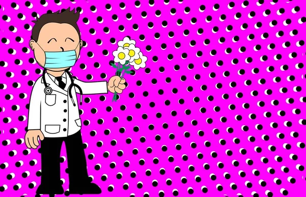 Doctor Kid Character Cartoon Background Illustration Vector Format — Vetor de Stock