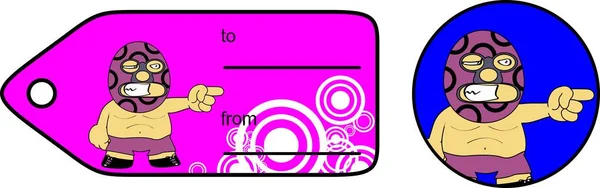 Colérique Mexicain Westler Personnage Dessin Animé Carte Cadeau Autocollant Illustration — Image vectorielle