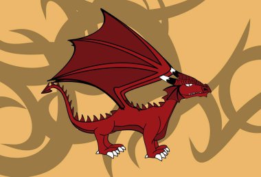 Ortaçağ ejderha arkaplan illüstrasyonu vektör biçiminde