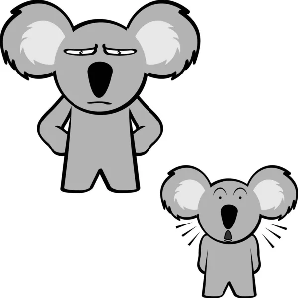 Cute Koala Cartoon Kawaii Expressions Set Collection Vector Format — Vettoriale Stock