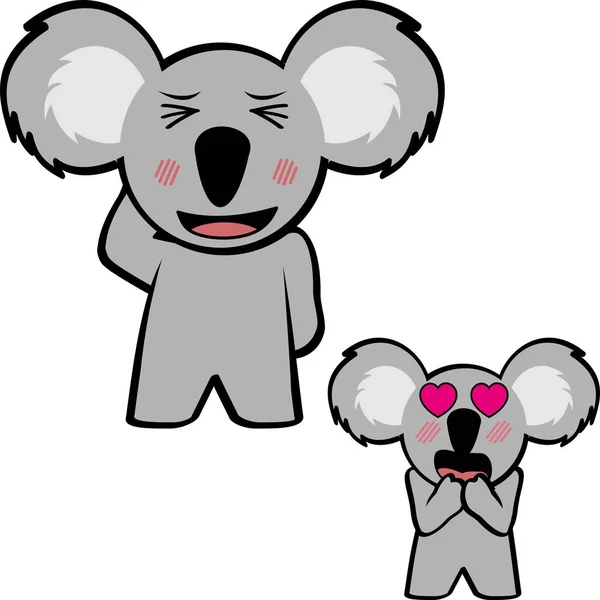 Cute Koala Cartoon Kawaii Expressions Set Collection Vector Format — Stockvector